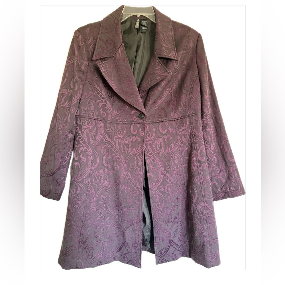 Bisou Bisou Michelle Bohbot Purple Brocade Coat XL